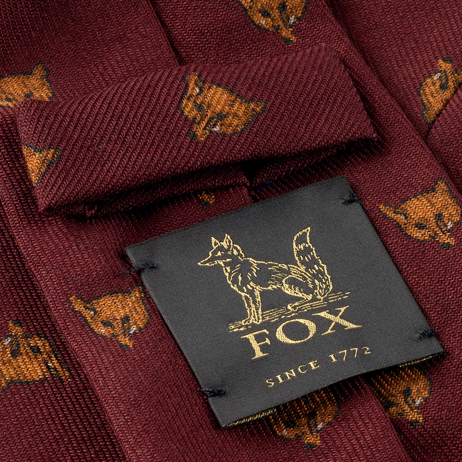 Fox Mask 4 Fold Port Wool and Silk Challis Tie