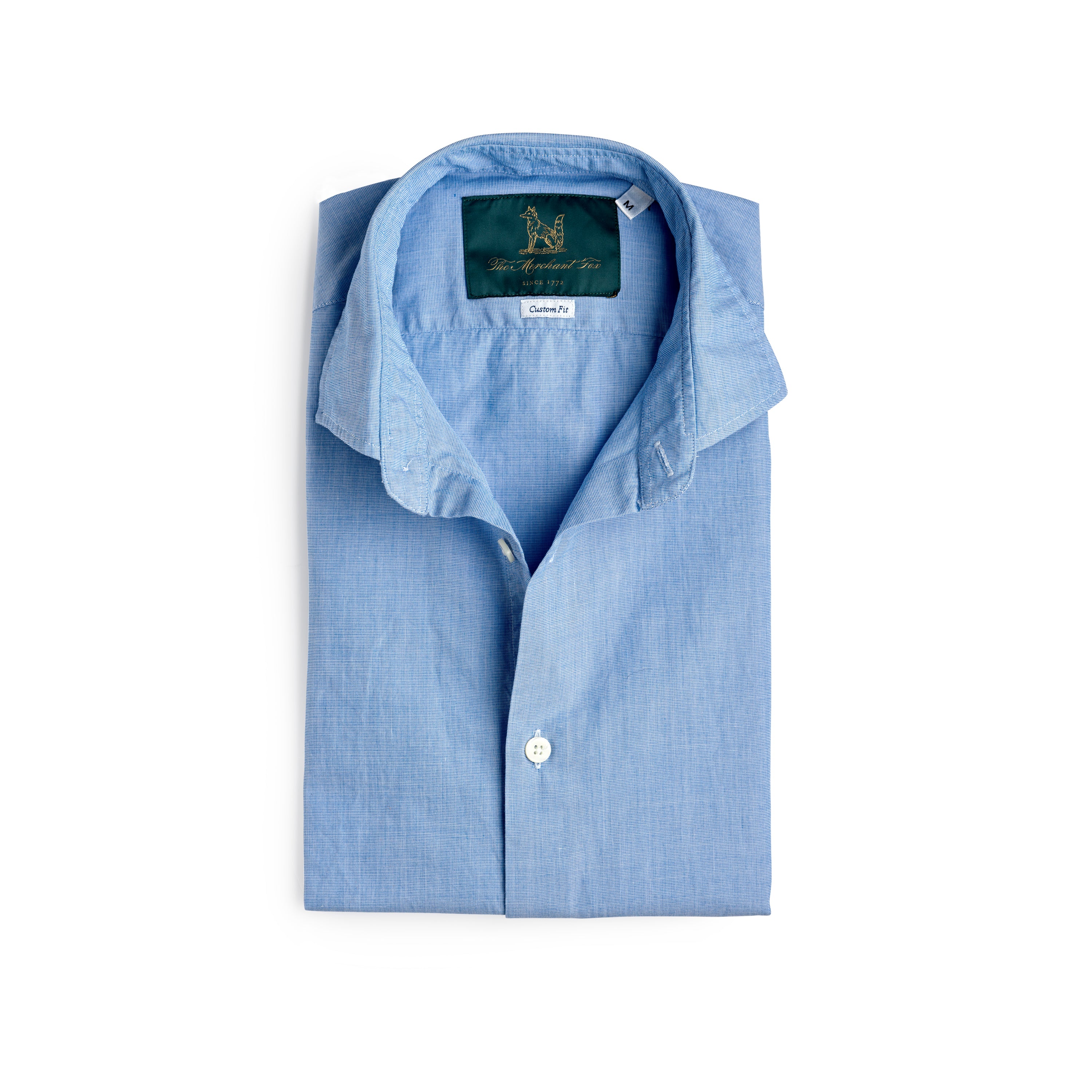 Spread Collar Cotton Shirt in Sky Blue