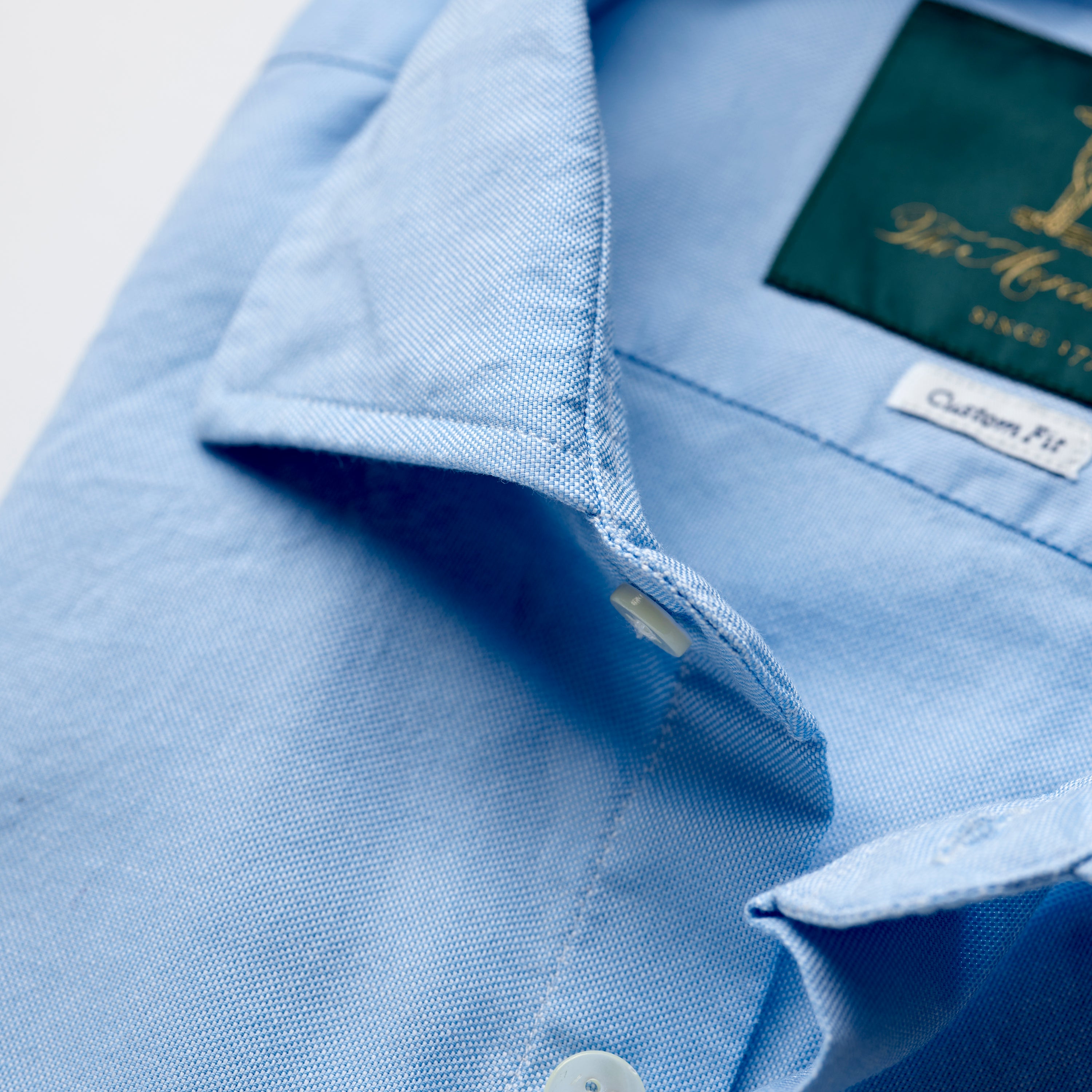 Spread Collar Oxford Cotton Shirt in Light Blue