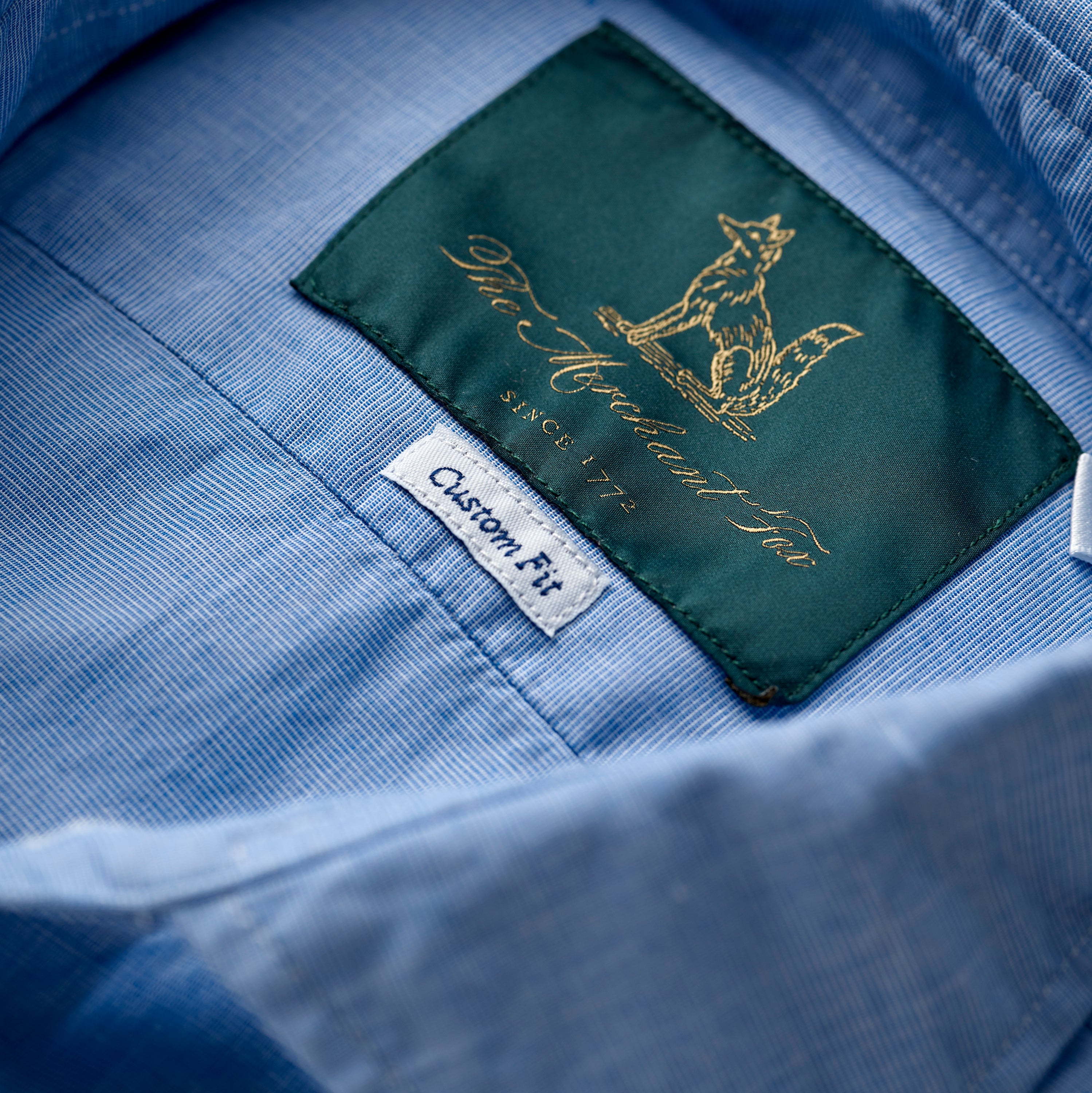 Spread Collar Cotton Shirt in Sky Blue