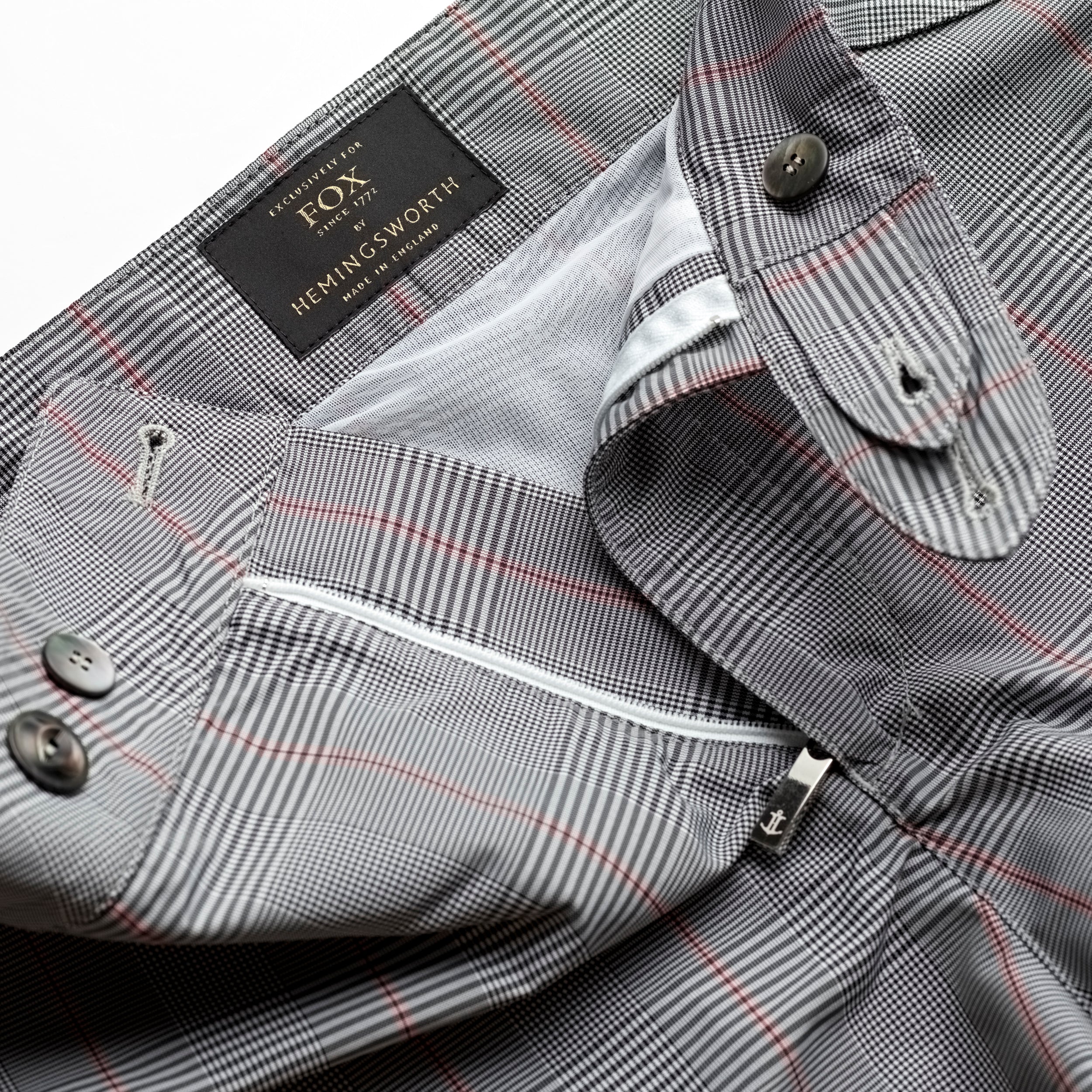 Fox Clipper Swim Shorts in Grey Prince of Wales Check